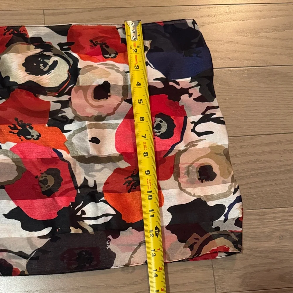 Tanjay Red, Beige, Black and Blue Floral Scarf - Picture 7 of 9